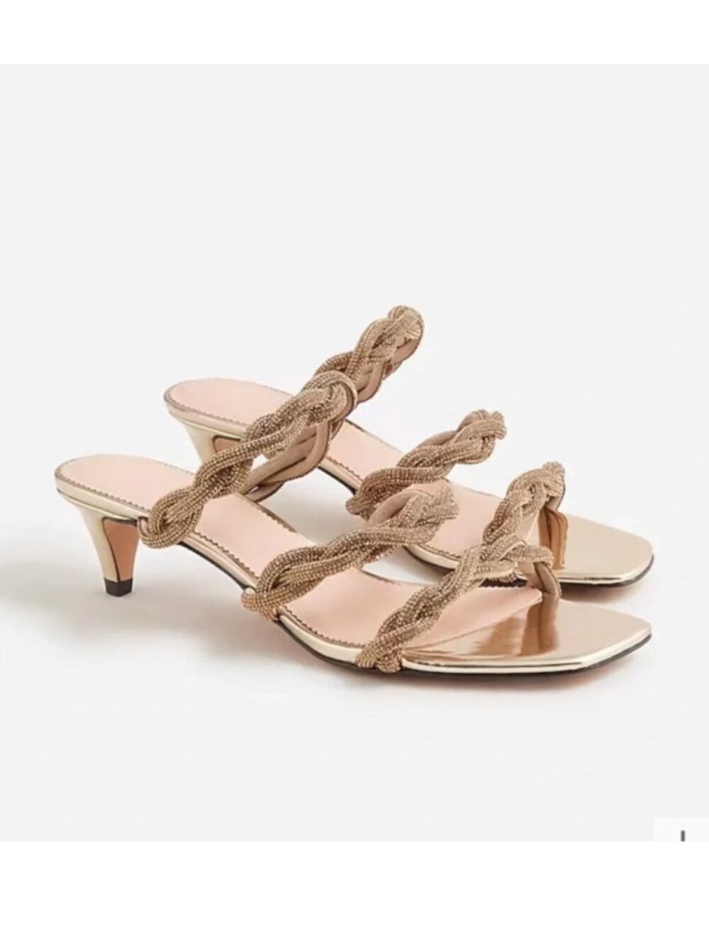 J Crew Zadie strappy kitten heels crystals sparkle brown bronze holiday 7.5